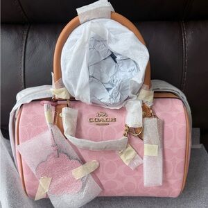 NWT Coach Powder Pink Medium/Regular Rowan Bag w/Charms CEA18 SAMEDAY SHIP